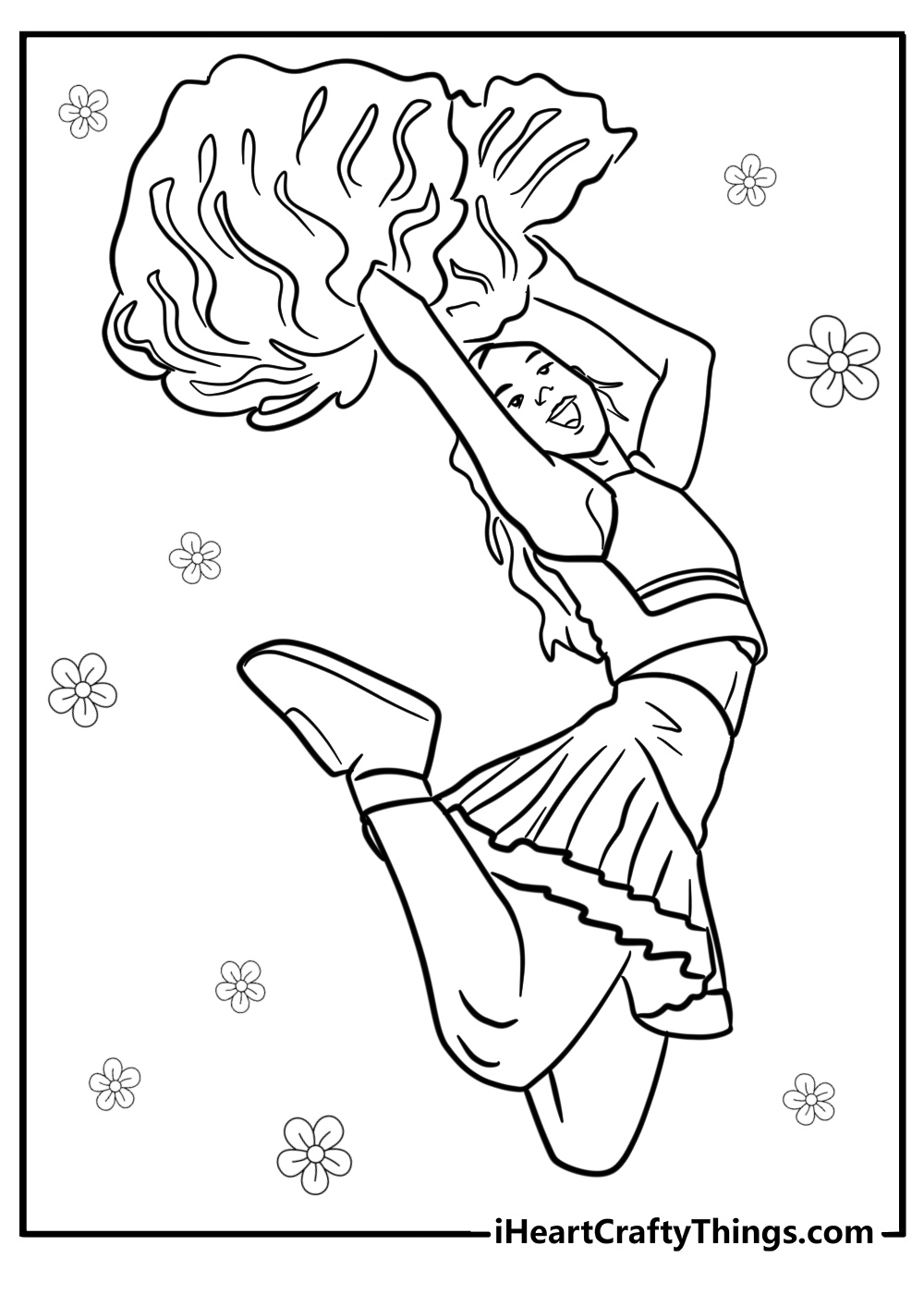 Split jump cheerleader coloring pages