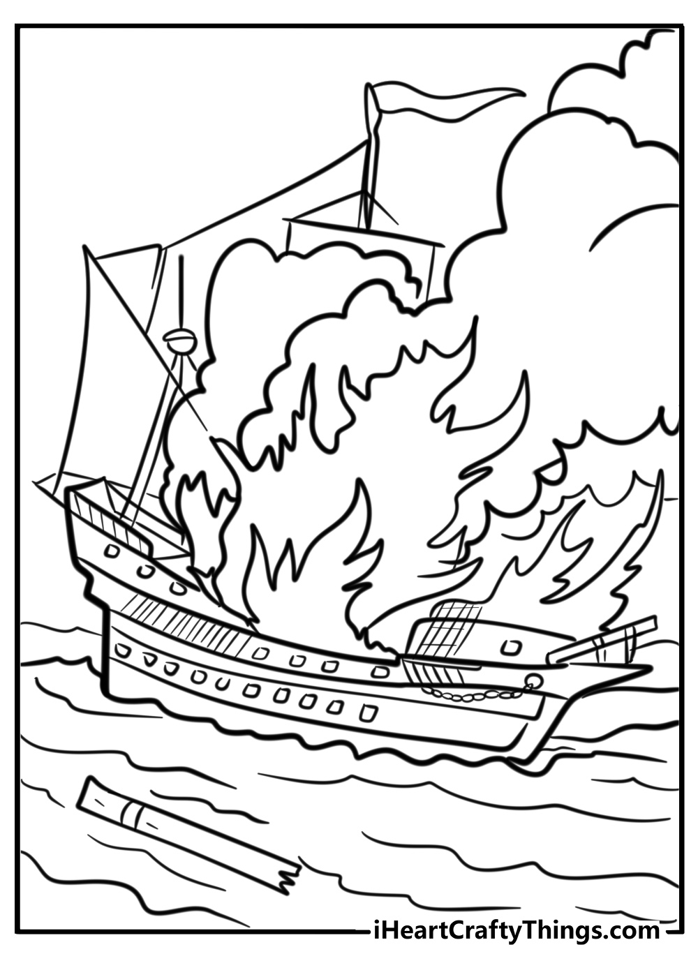 Sunken pirate ship coloring page