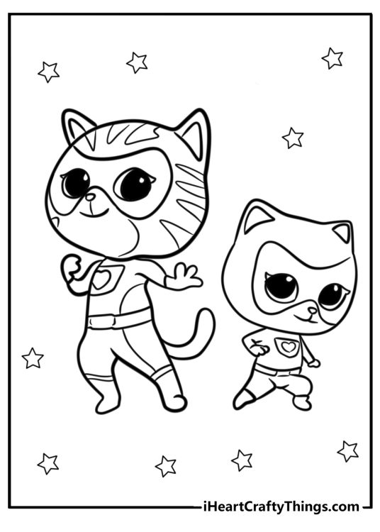Super kitties bitsy coloring page