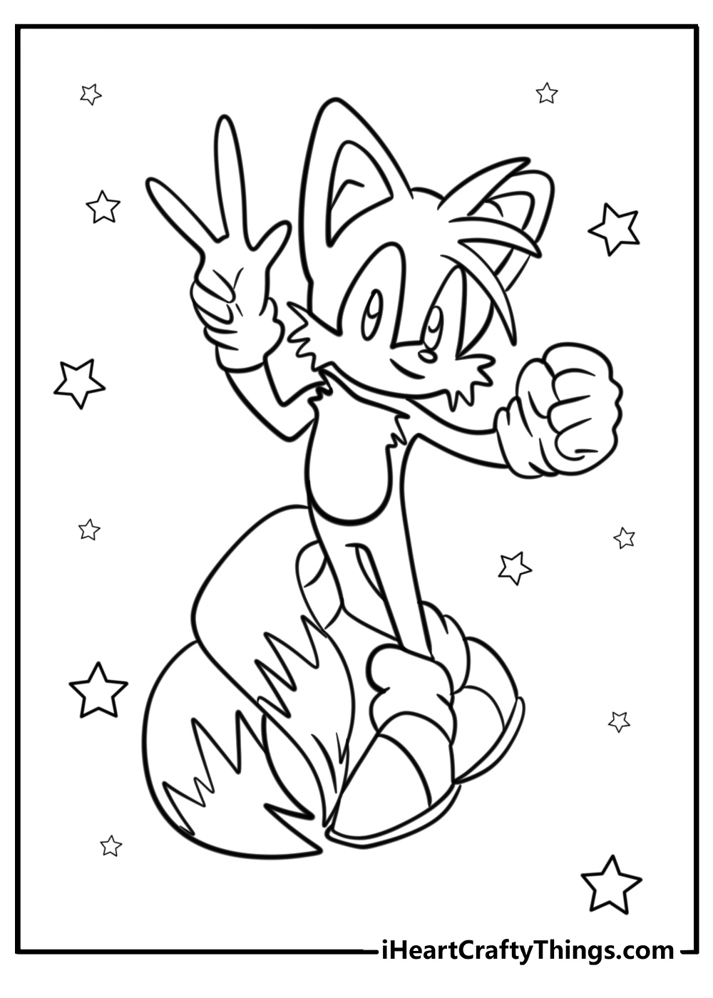 Tails making a peace sign free pdf to color