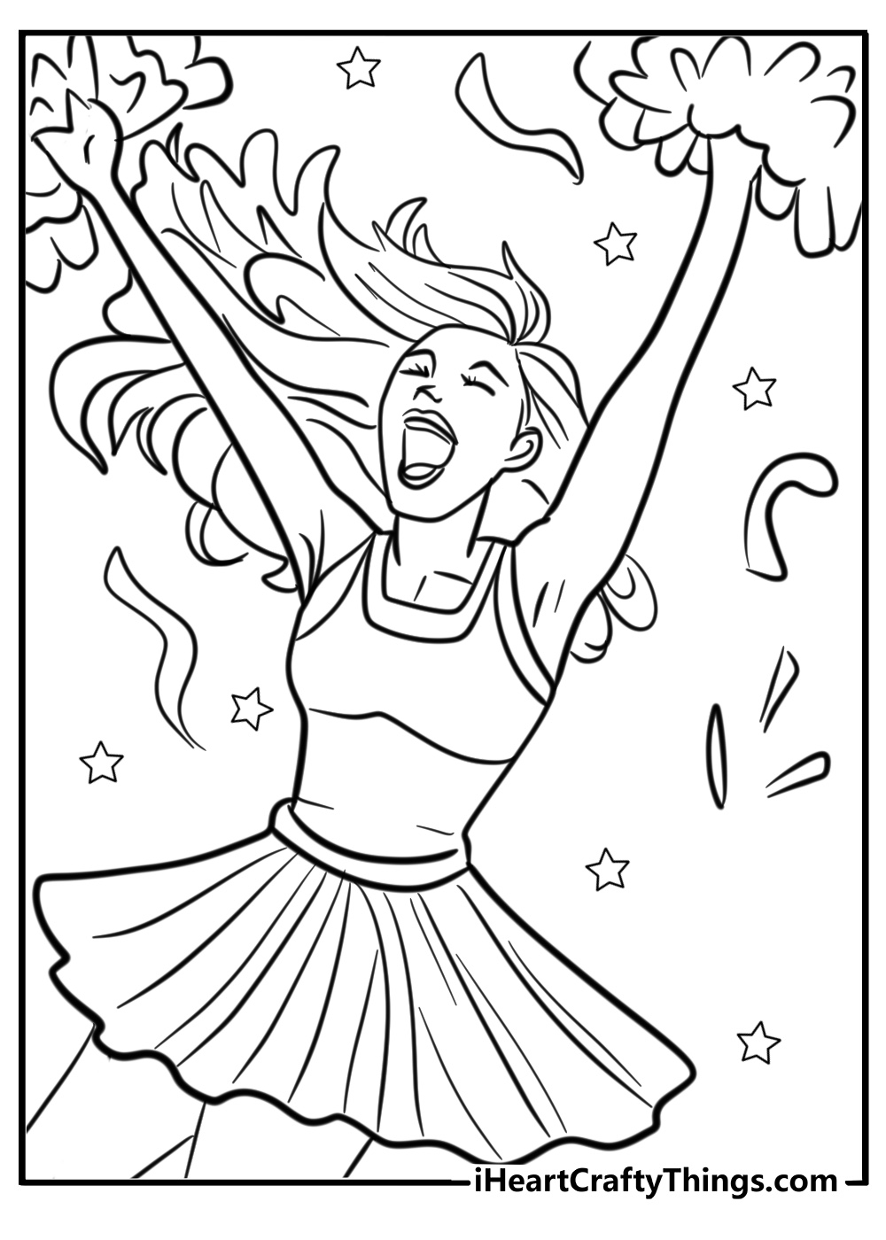 Victory sign cheerleader page to color