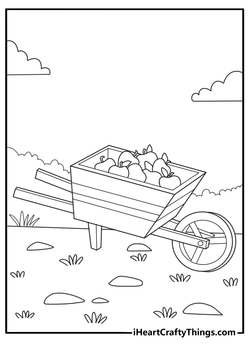 wheelbarrow full of apples