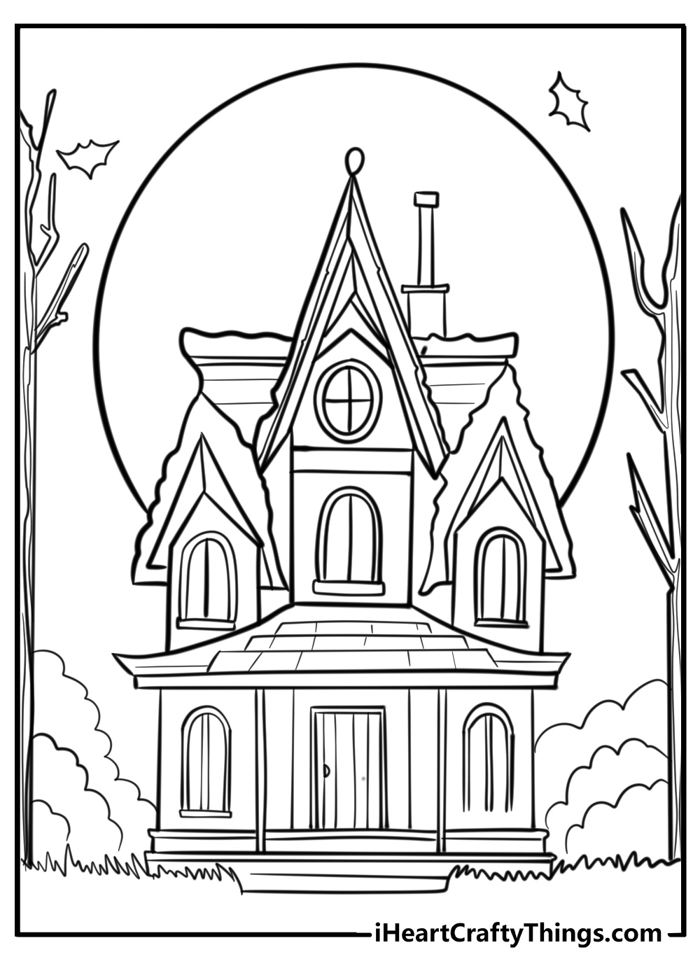  Witch's cottage in the woods coloring page