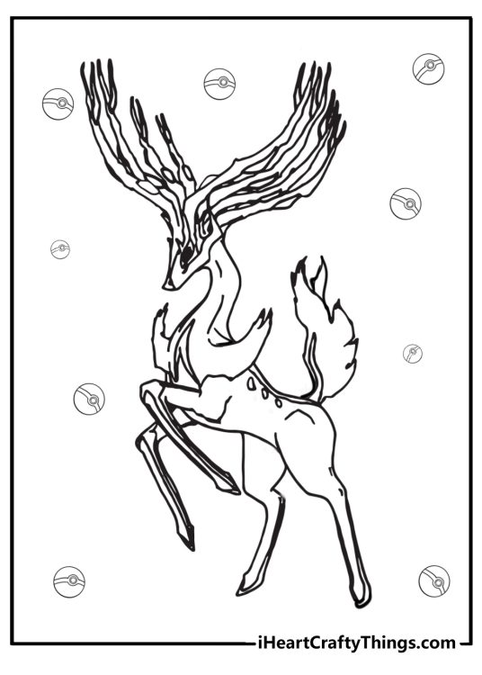 legendary pokemon Xerneas coloring page