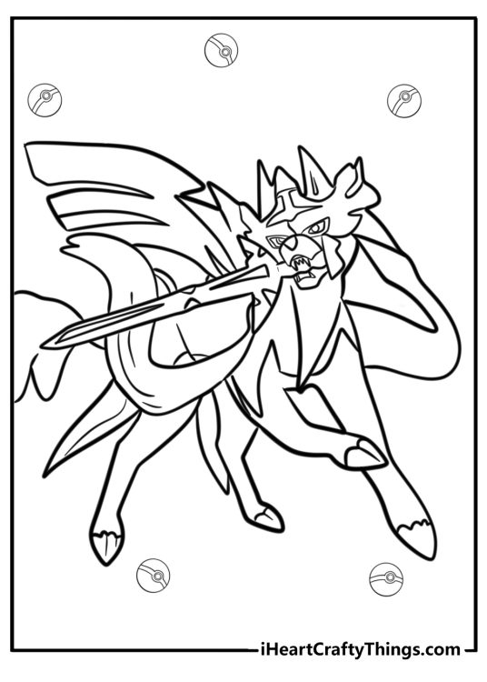 legendary pokemon Zacian coloring page