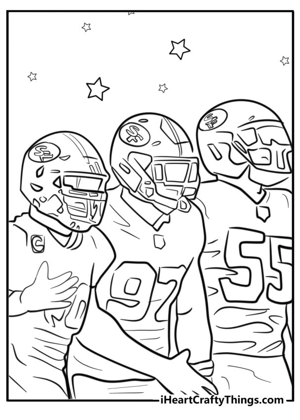 29 San Francisco 49ers Coloring - 49ers Defensive Line Free Coloring Pdf For Download 608x851 