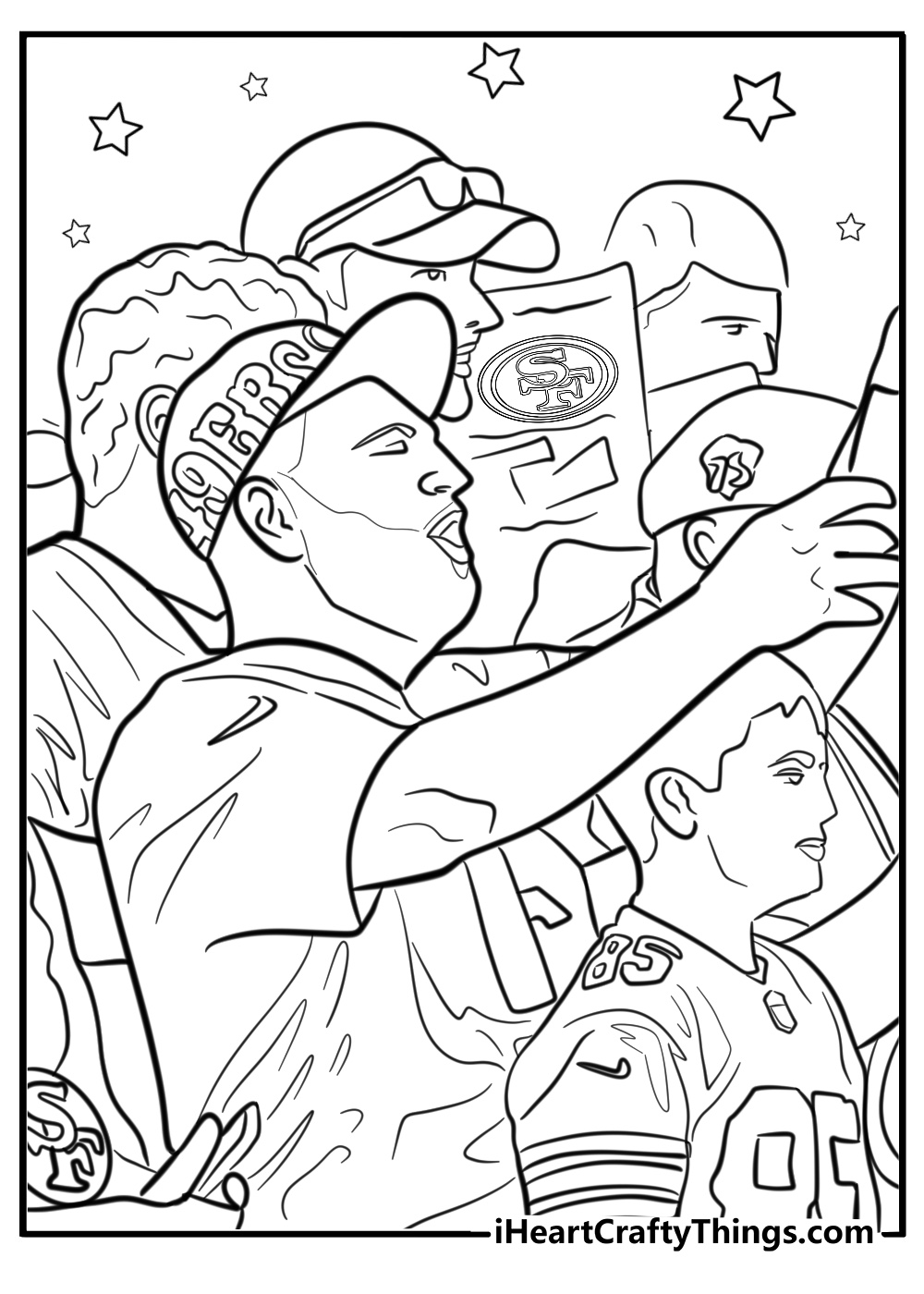 49ers fans cheering cartoon coloring page for kids