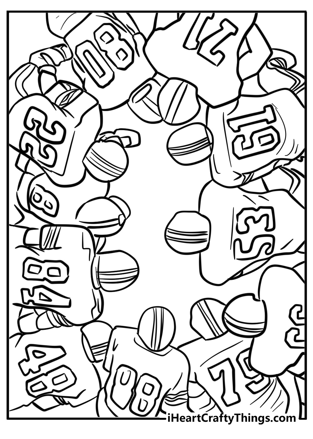 49ers huddle scene printable coloring sheet for kids