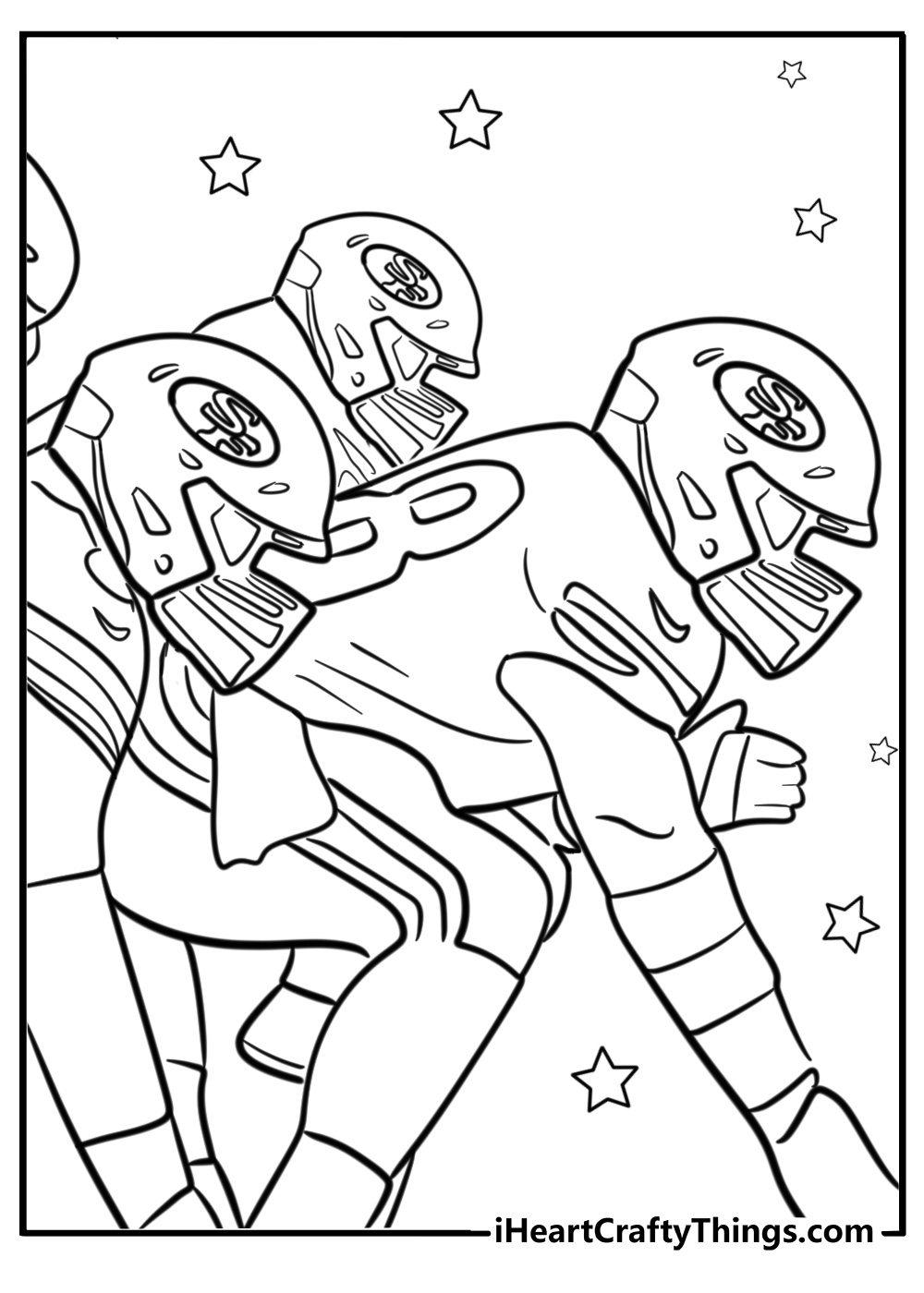 49ers player juking defender printable coloring page for kids