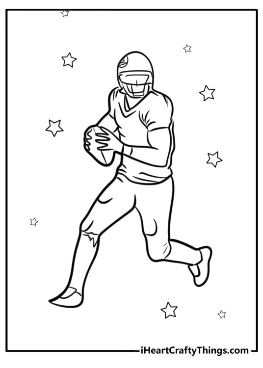 49ers player running with football detailed coloring page