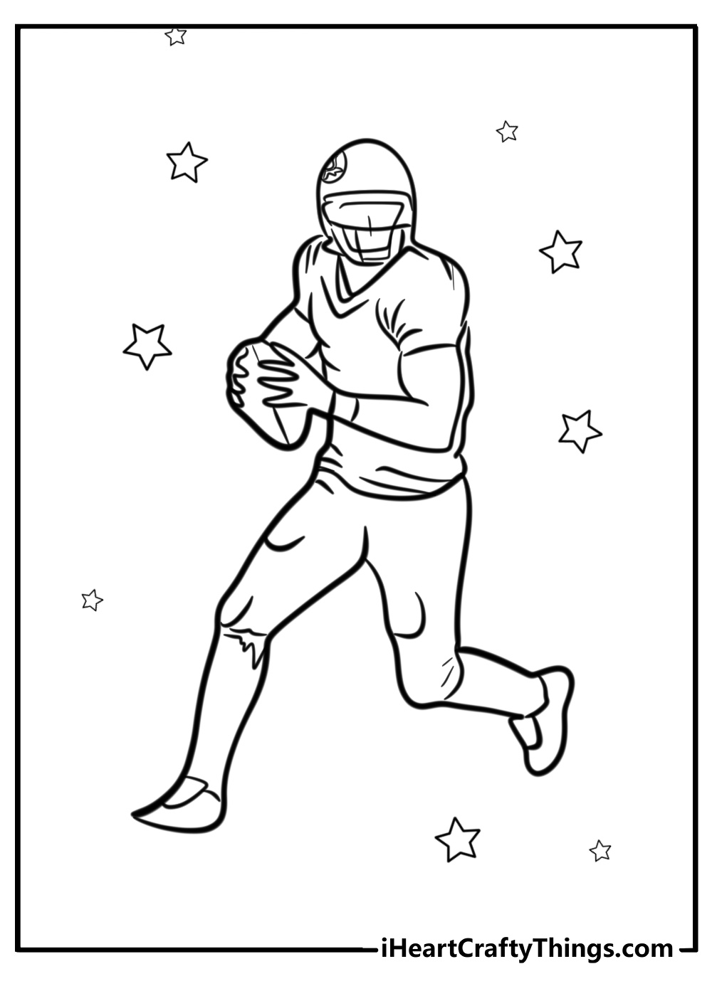 49ers player running with football detailed coloring page