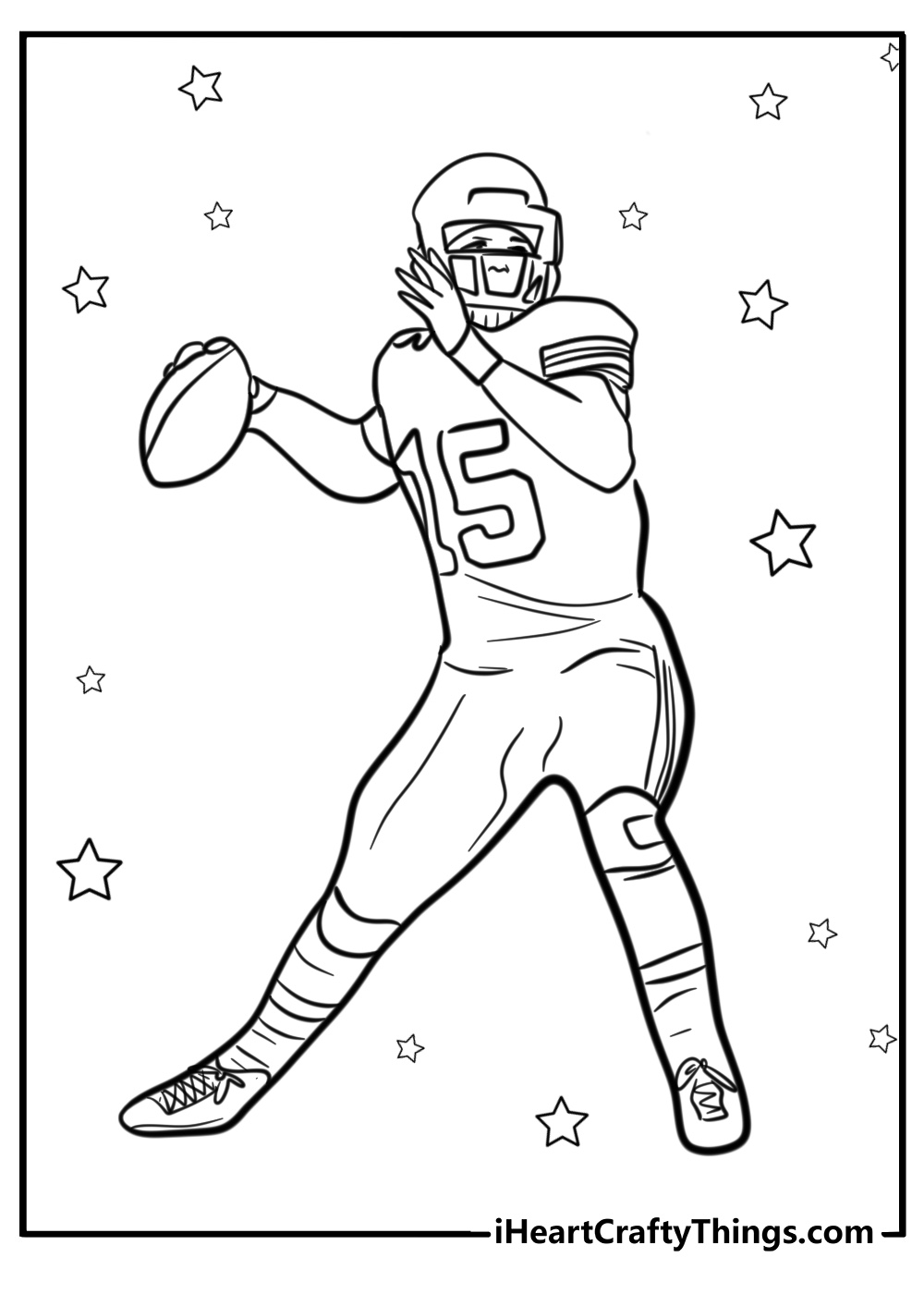 49ers player spiking football cartoon coloring sheet