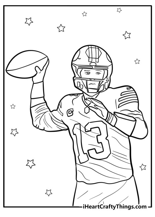 49ers wide receiver catching football fun coloring sheet