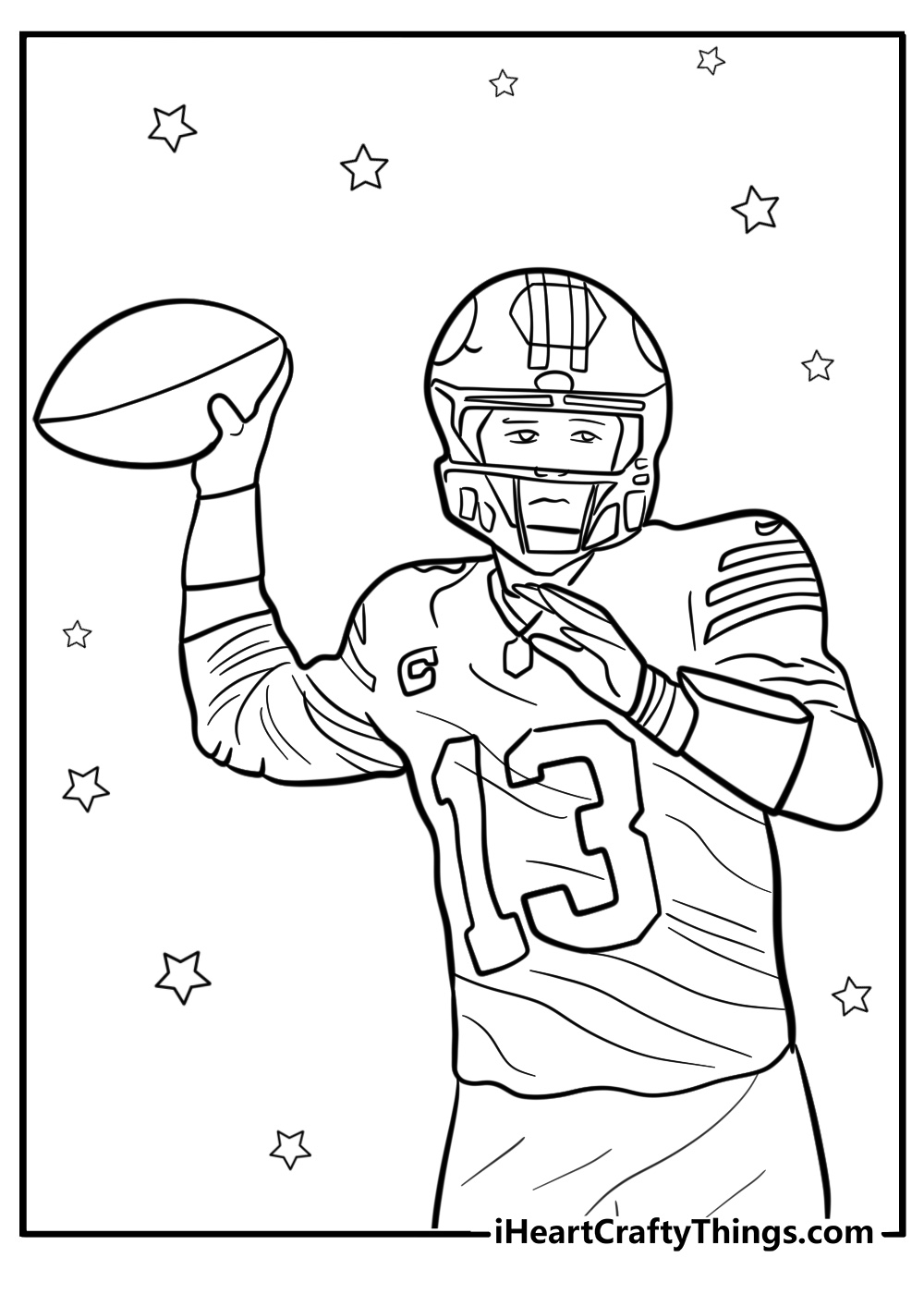 49ers wide receiver catching football fun coloring sheet