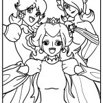 Anime style rosalina with peach and daisy printable to color