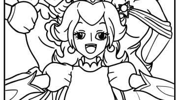 Anime style rosalina with peach and daisy printable to color