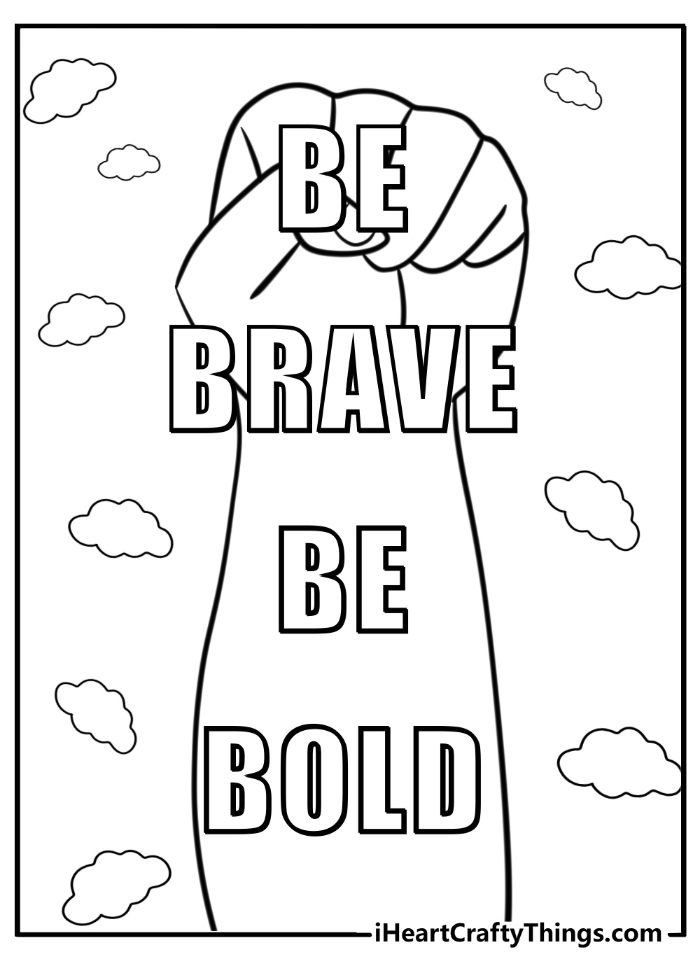 Be brave be bold fun motivational quote coloring sheet