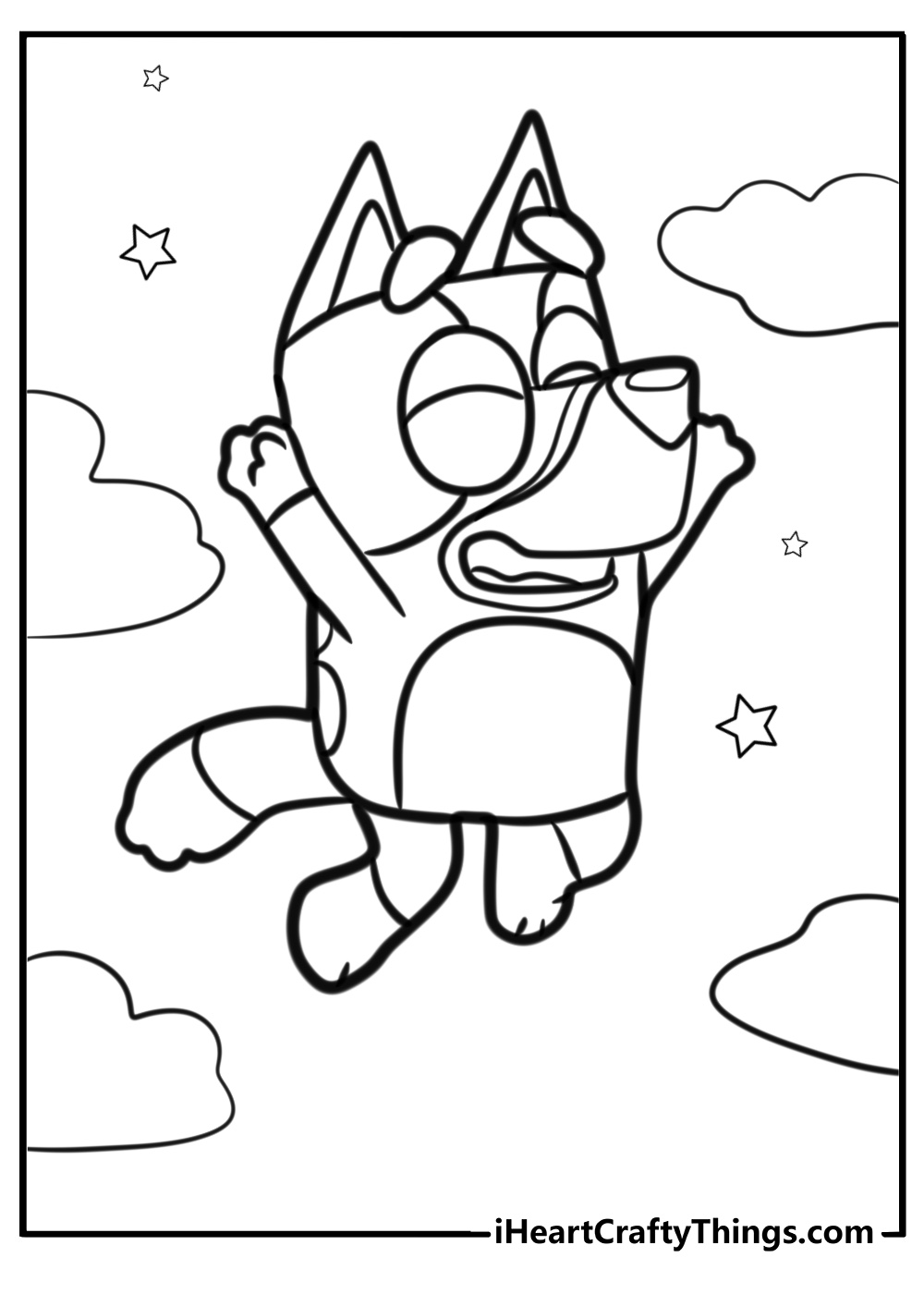 Bluey jumping in the air coloring sheet