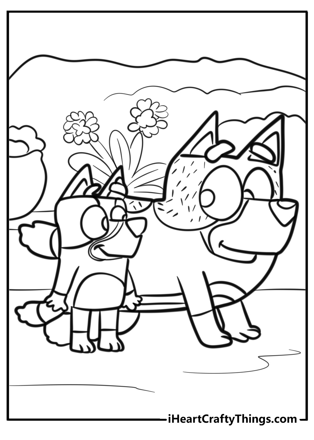 Bluey with dad Bandit coloring page