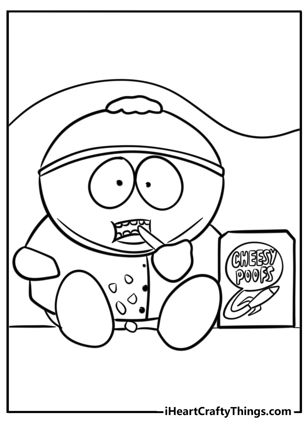 Cartman eating cheesy poofs free pdf south park coloring page