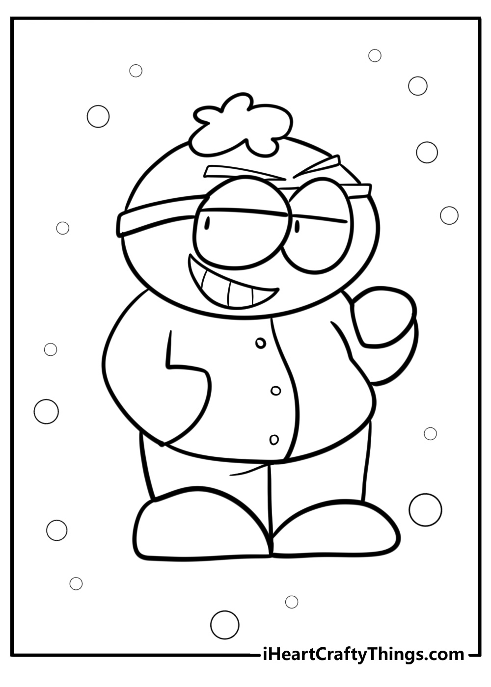 Cartman in his classic outfit printable south park coloring page for kids