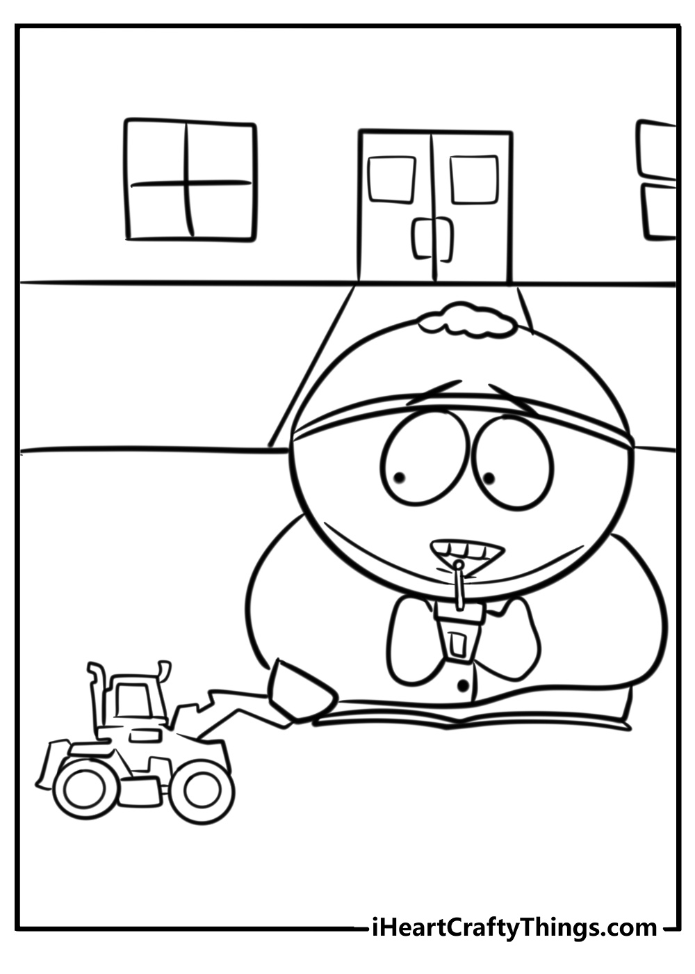 Cartman playing with his toys detailed south park coloring page