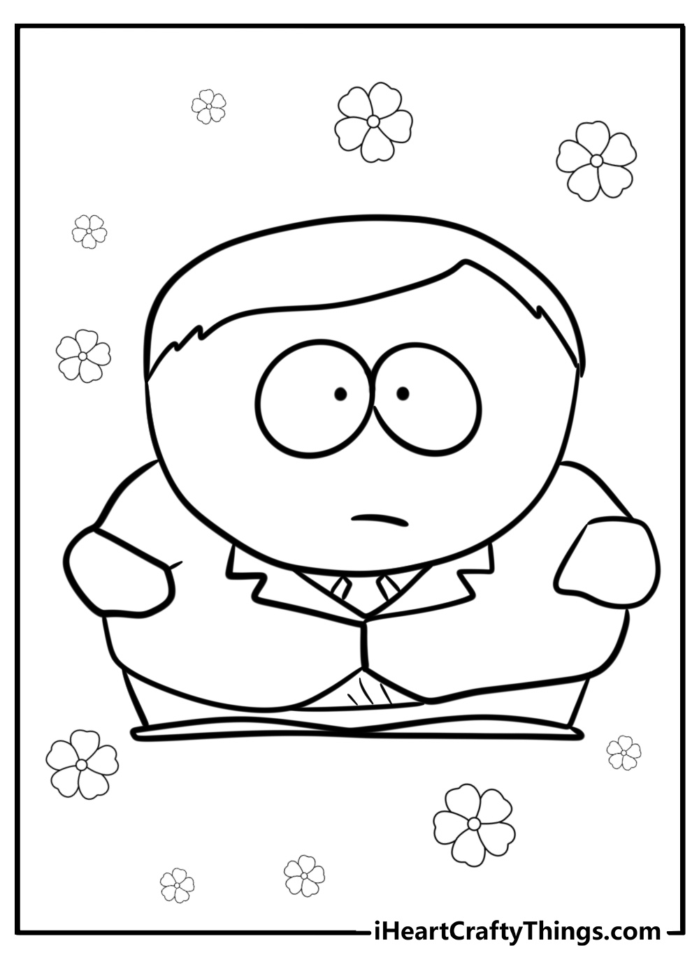 Cartman with his hands on his hips detailed south park coloring sheet