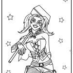 Cartoon harley quinn coloring page for kids