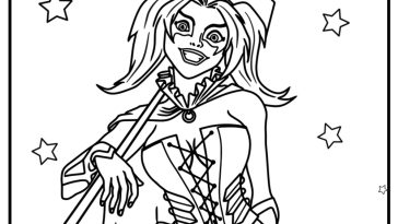 Cartoon harley quinn coloring page for kids