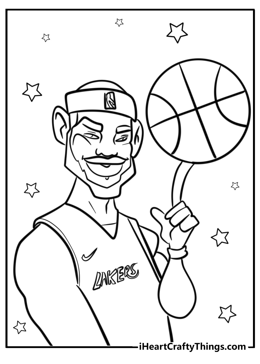 Cartoon lebro james coloring page for kids