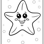 Cartoon sea star with smiling face coloring sheet