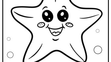 Cartoon sea star with smiling face coloring sheet