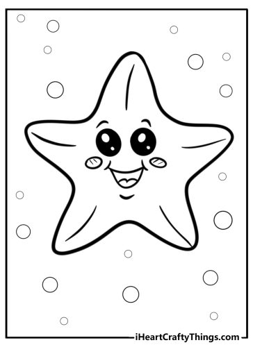 Cartoon sea star with smiling face coloring sheet