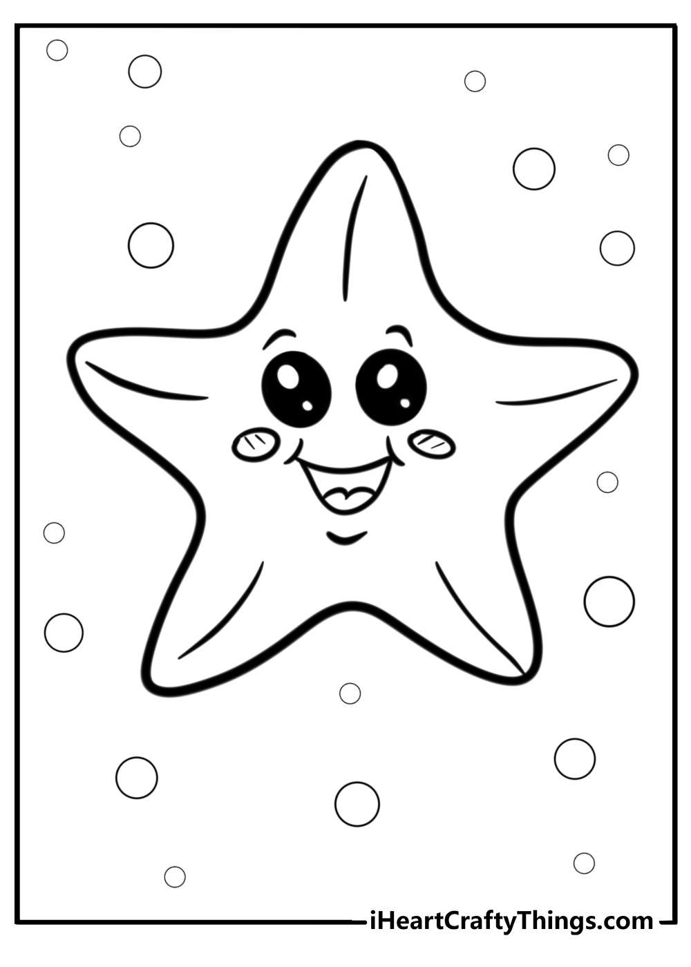 Cartoon sea star with smiling face coloring sheet