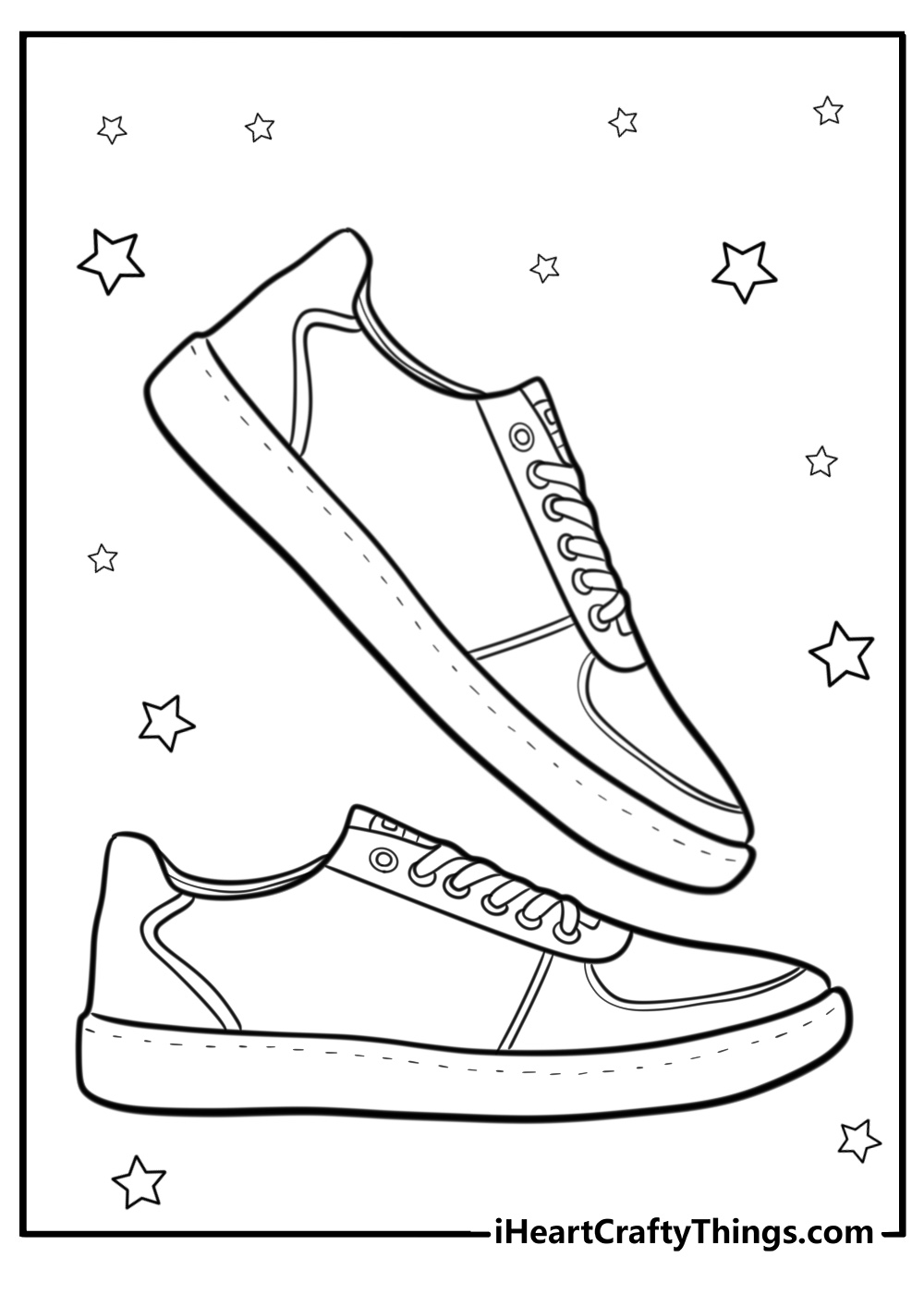 Casual sneakers fun printable shoe coloring sheet