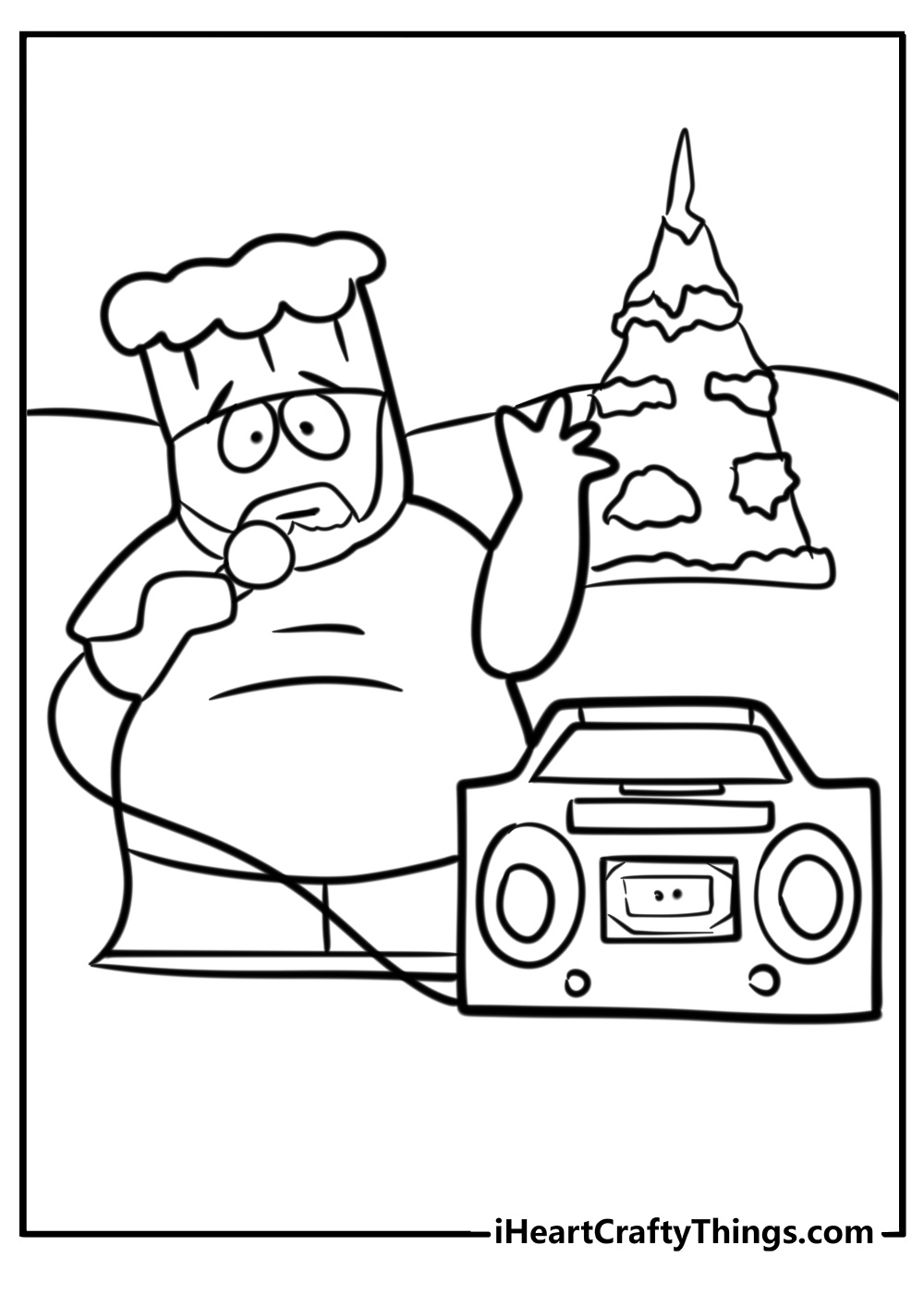 Chef singing a song fun south park coloring sheet for kids