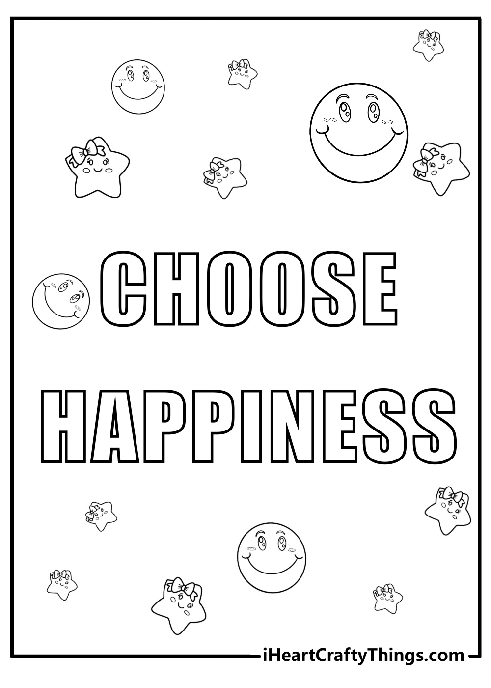 Choose happiness fun quote coloring sheet for kids