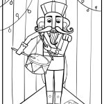 Christmas nutcracker with festive decorations coloring page