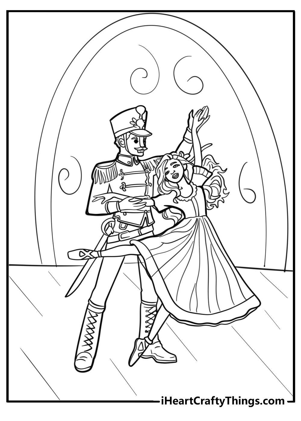 Clara and nutcracker at the ballet coloring page