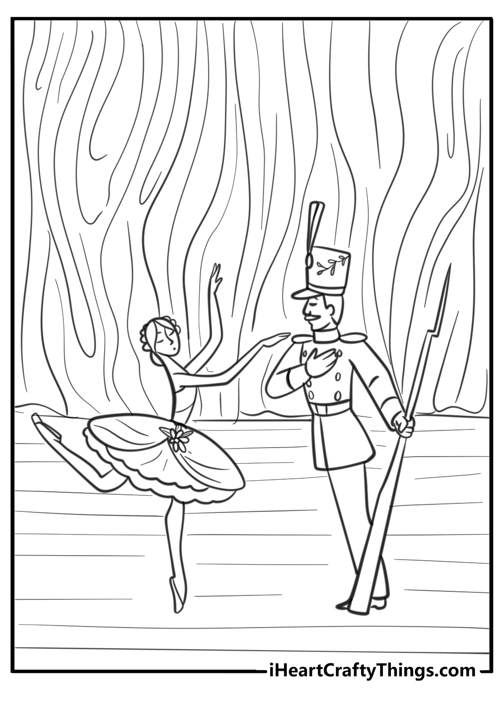 Clara and nutcracker in the snow fun printable coloring sheet