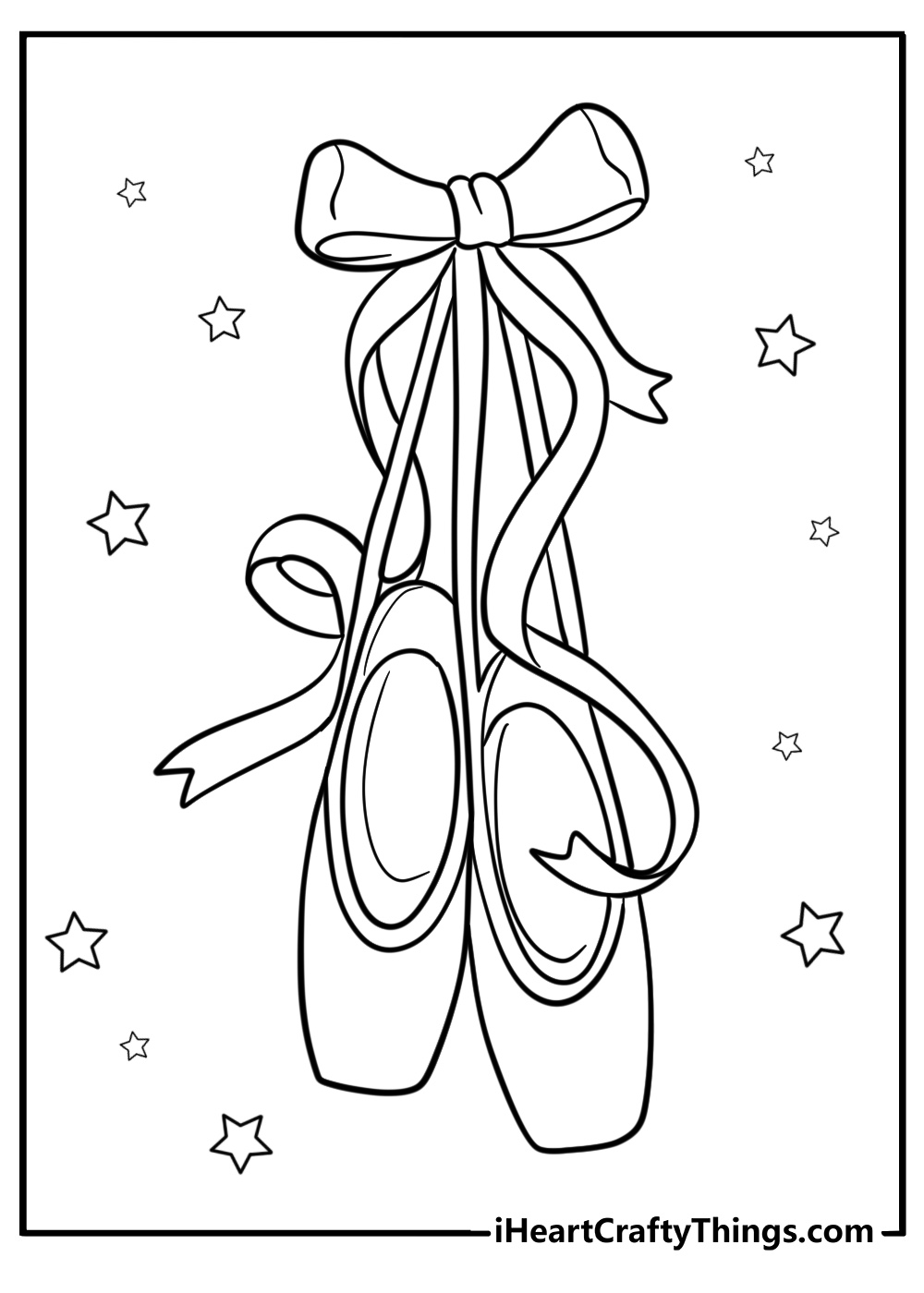 Classic ballet slippers free shoe coloring page pdf