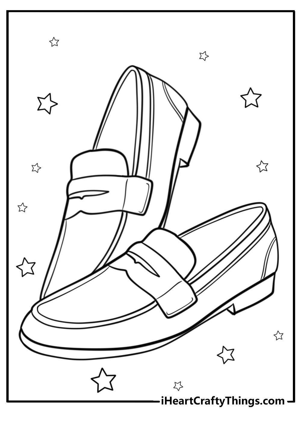 Classic loafers free shoe coloring page pdf