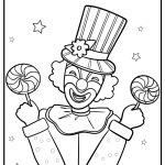 Clown holding a lollipop free pdf printable coloring page