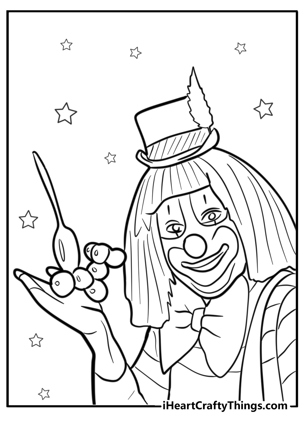 Clown making balloon animals printable coloring sheet