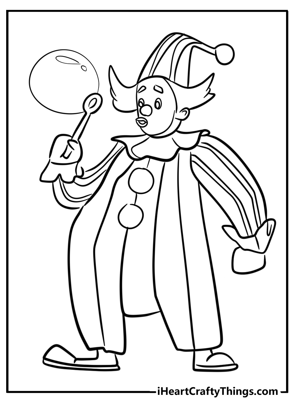 Clown on a trapeze fun circus coloring page for kids