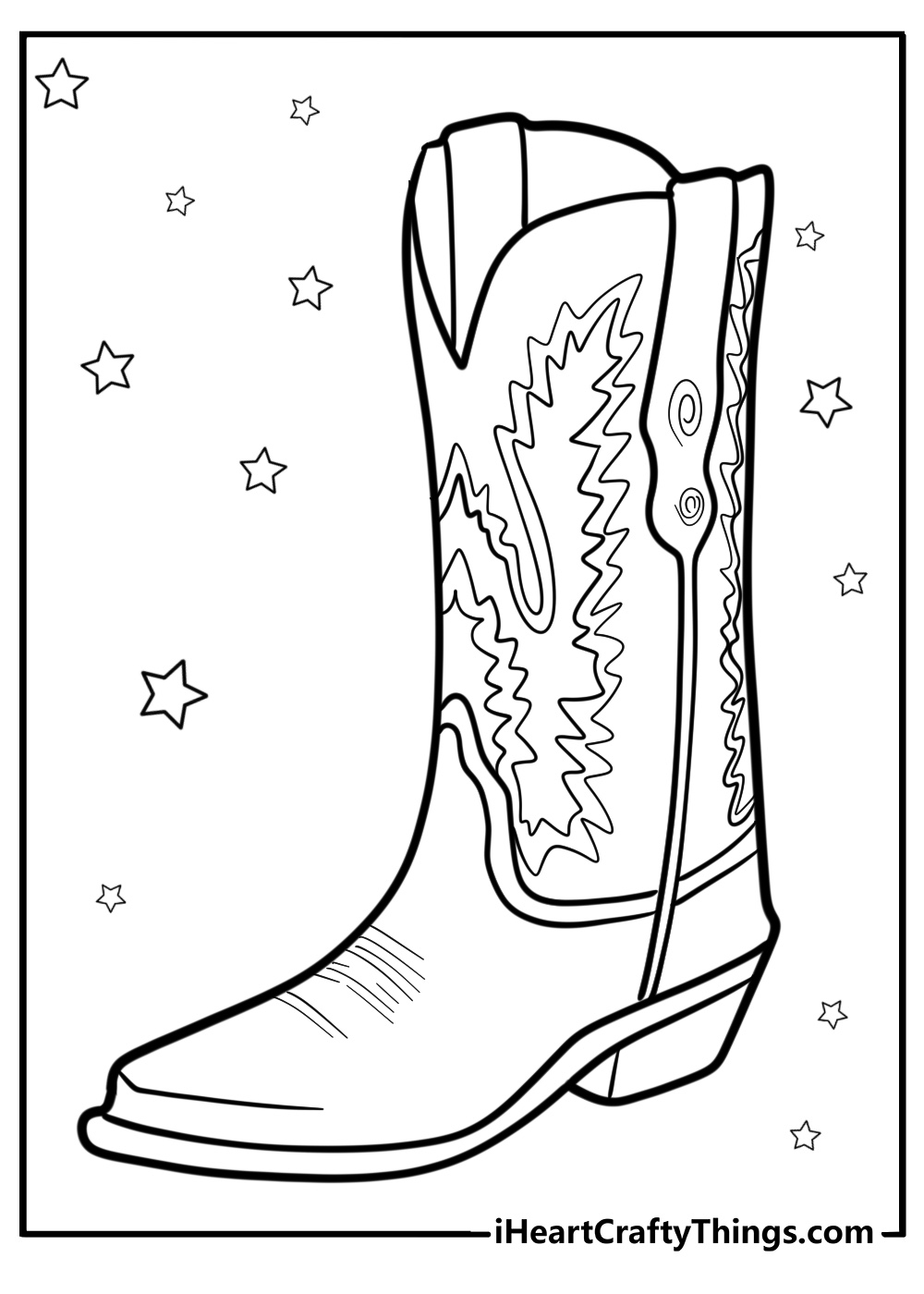 Cowboy boots in the wild west coloring page