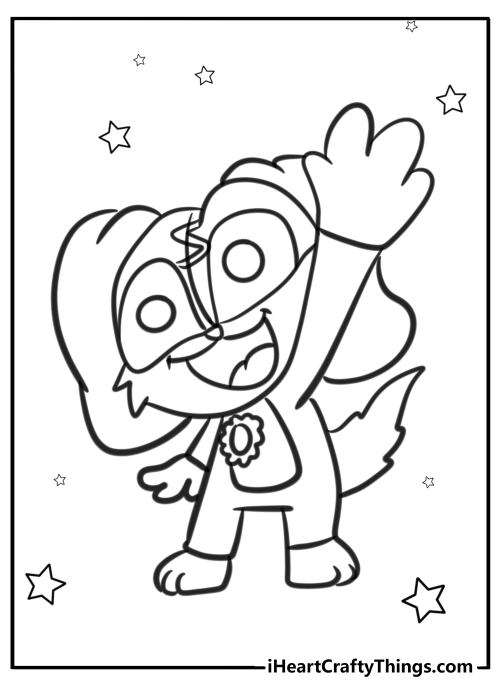 Cute dogday wearing a superhero cape coloring page for preschoolers