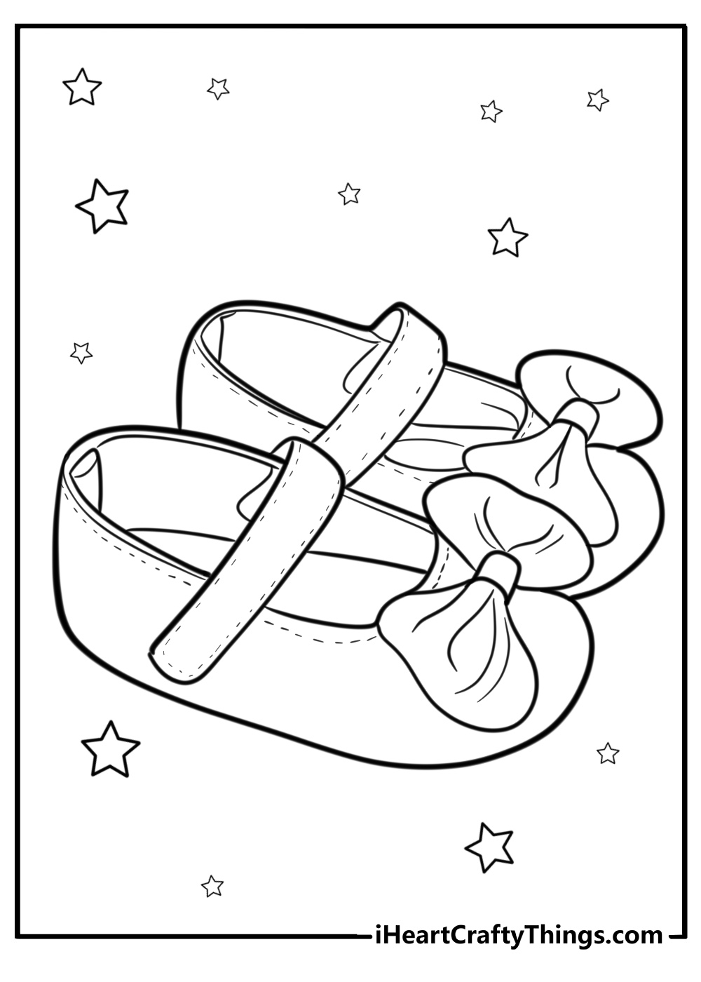 Cute toddler shoes with bows fun coloring sheet