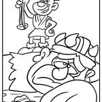 David and goliath cartoon scene printable coloring sheet