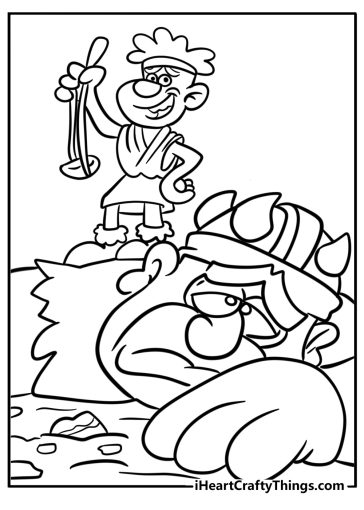 David and goliath cartoon scene printable coloring sheet